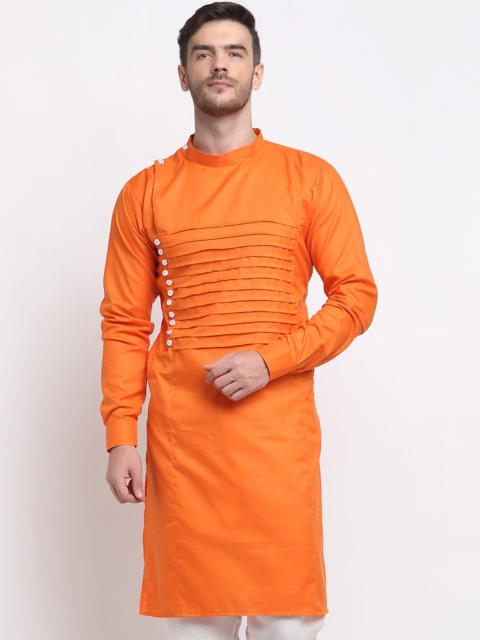 

Benstoke Men Orange Pathani Kurta