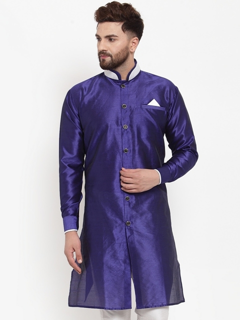 

Benstoke Men Blue Solid Kurta