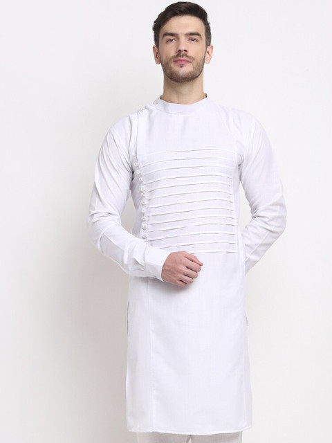 

Benstoke Men White Solid Kurta