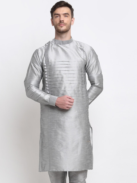 

Benstoke Men Grey Thread Work Pathani Kurta