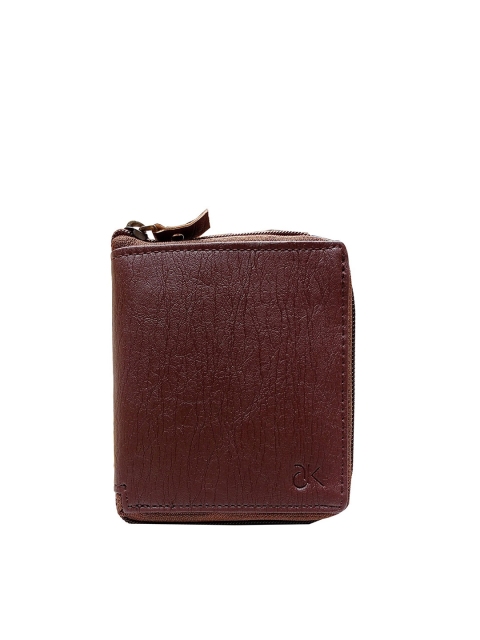 

ADK Men Coffee Brown PU Zip Around Wallet