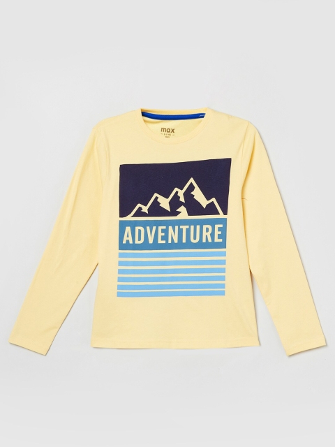 

max Boys Yellow Typography Printed T-shirt