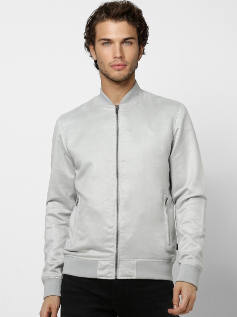 

Jack & Jones Men Grey Bomber with Embroidered Jacket