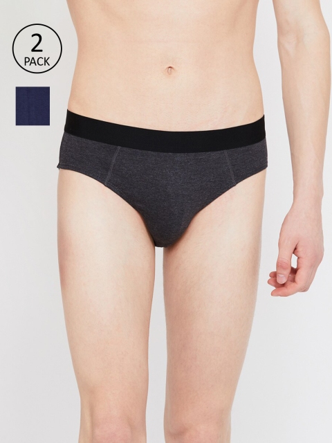 

Fame Forever by Lifestyle Men Pack Of 2 Solid Cotton Basic Briefs, Charcoal