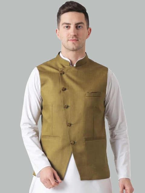 

TAHVO Men Green Solid Nehru Jackets