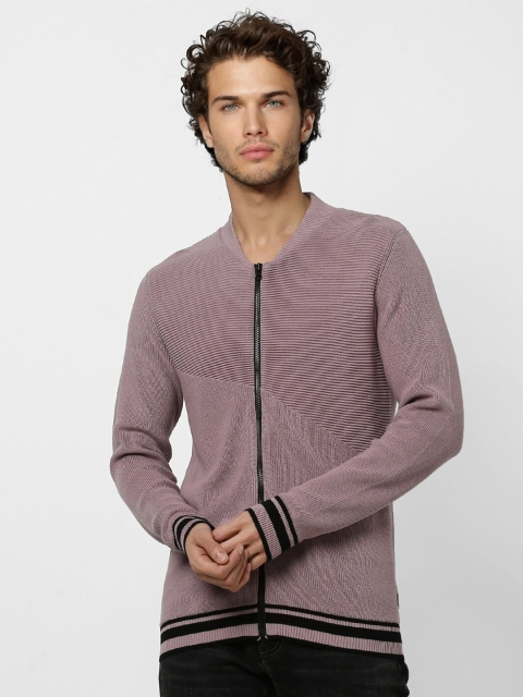 

Jack & Jones Men Purple Ribbed Longline Cardigan