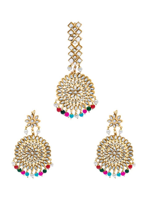 

Shining Jewel - By Shivansh Gold-Toned Circular Drop Earrings