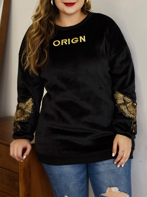 

URBANIC Women Black Printed Sweatshirt