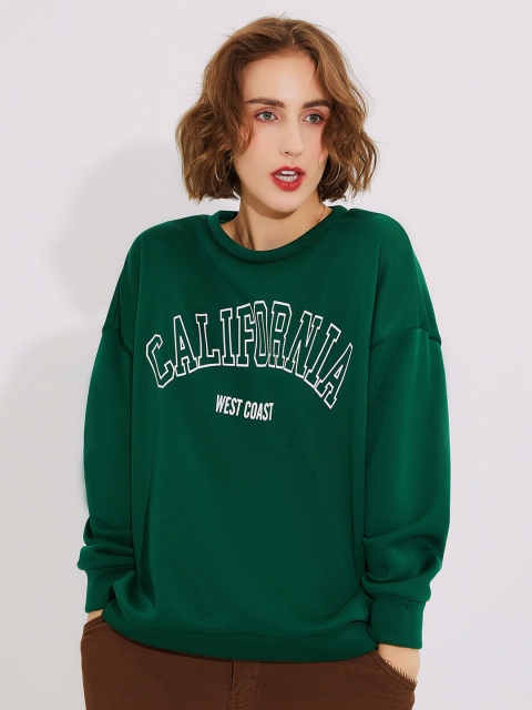 

URBANIC Women Green Printed Sweatshirt