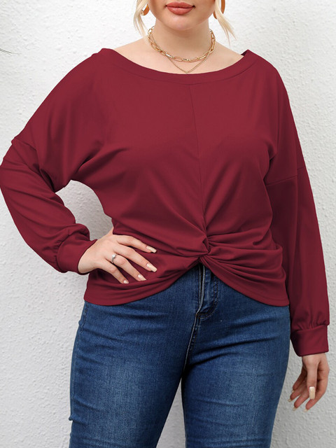 

URBANIC Women Burgundy Sweatshirt