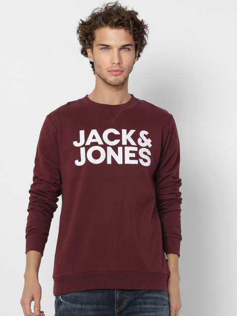 

Jack & Jones Men Maroon Printed Sweatshirt