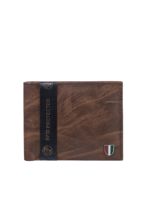

Krosshorn Men Brown & Black Embellished Two Fold Wallet