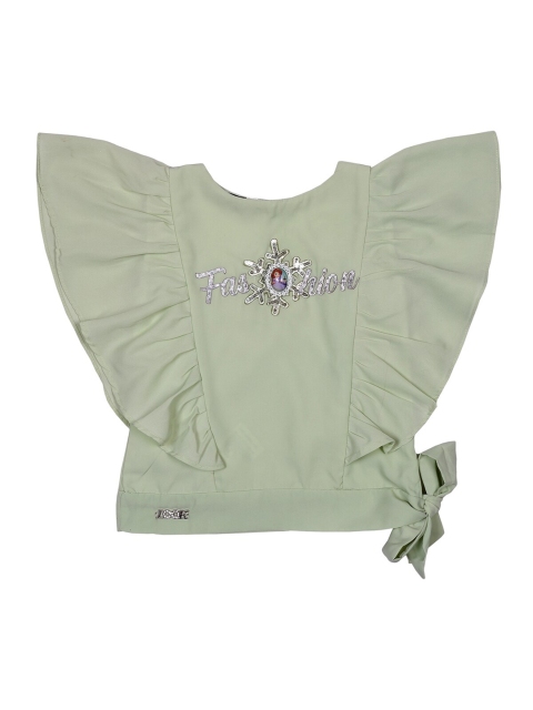 

Albion Green Embellished Ruffles Top