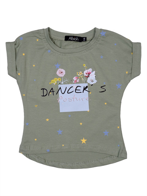 

Albion Girls Green Print Extended Sleeves Top