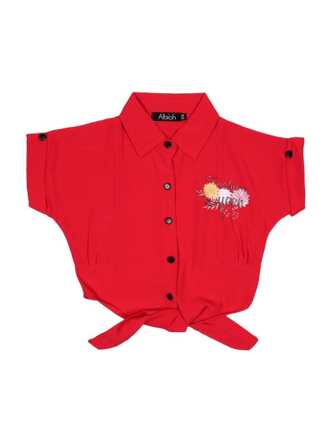 

Albion Red Extended Sleeves Shirt Style Top