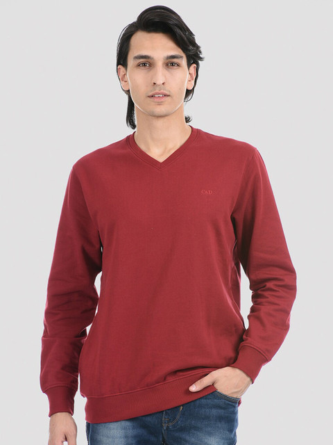 

Cloak & Decker by Monte Carlo Men Maroon V-Neck Pullover Sweatshirt