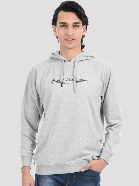 

Cloak & Decker by Monte Carlo Men Grey Melange Printed Hooded Sweatshirt