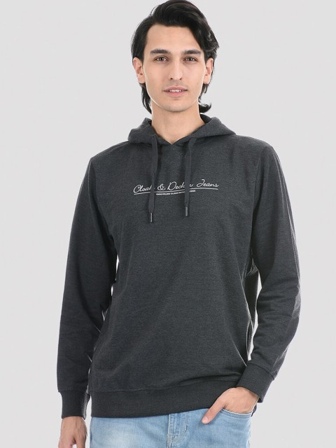 

Cloak & Decker by Monte Carlo Men Grey Printed Hooded Pullover Sweatshirt