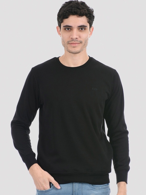 

Cloak & Decker by Monte Carlo Men Black round Neck Pullover Sweatshirt