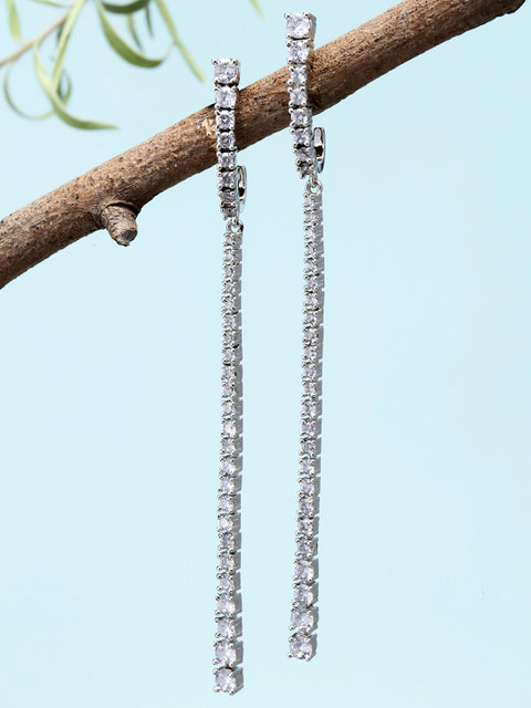 

KARATCART Silver-Toned Contemporary Drop Earrings