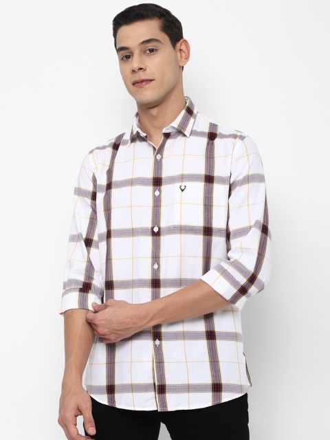 

Allen Solly Men White Slim Fit Windowpane Checks Checked Casual Shirt