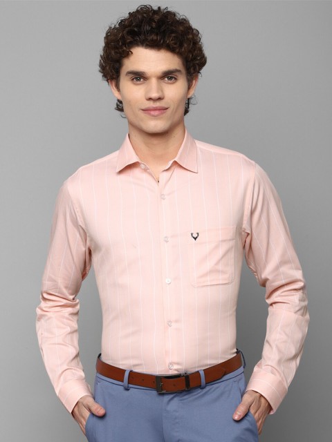

Allen Solly Men Peach-Coloured Slim Fit Grid Tattersall Checks Casual Shirt