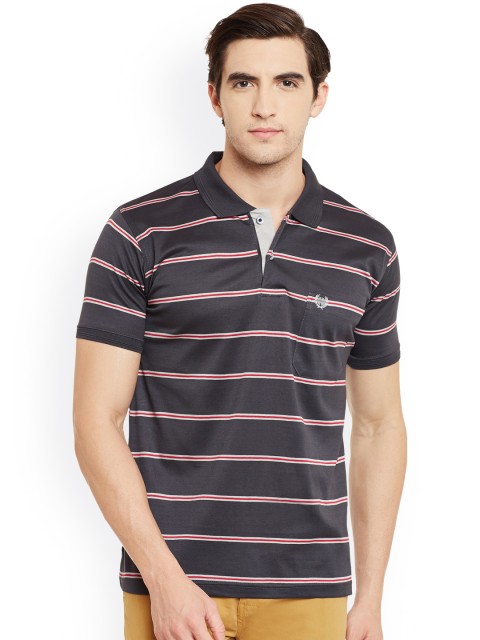 

Duke Charcoal Grey Striped Polo T-shirt
