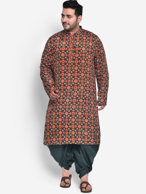 

KISAH PLUS Men Green Printed Kurta with Dhoti Pants