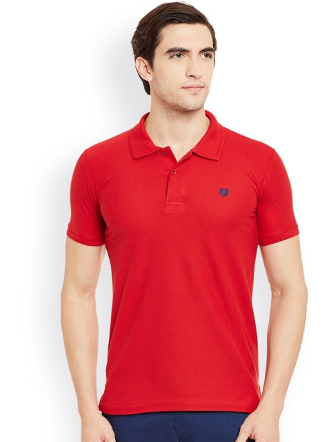 

Duke Men Red Solid Polo Collar T-shirt