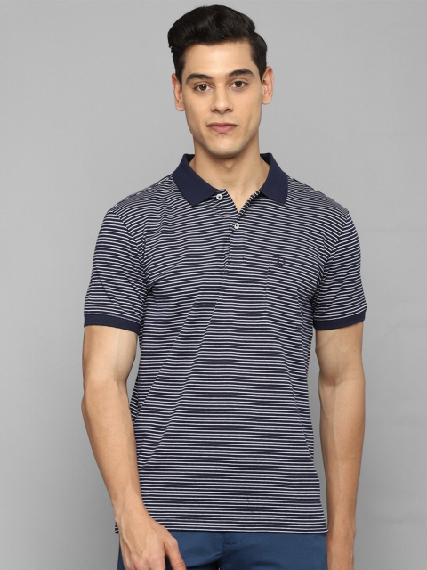 

Allen Solly Men Blue & dark sapphire Striped Polo Collar T-shirt