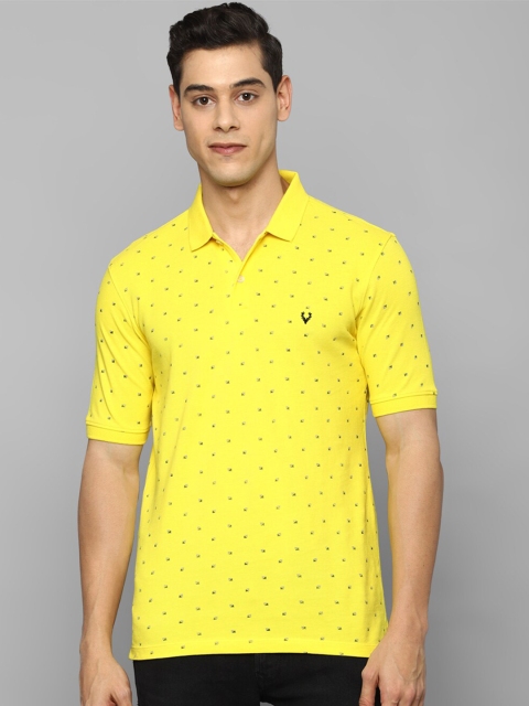 

Allen Solly Men Yellow & icterine Printed Polo Collar Applique T-shirt