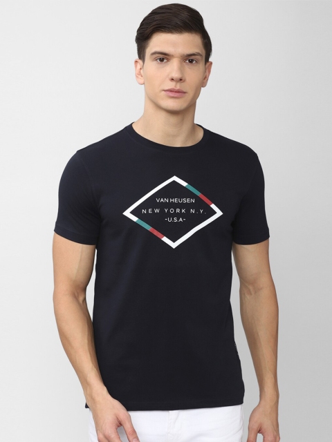

Van Heusen Sport Men Navy Blue Typography Printed T-shirt