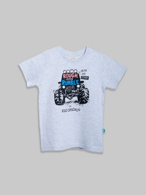 

JusCubs Boys Grey & silver Printed Applique T-shirt