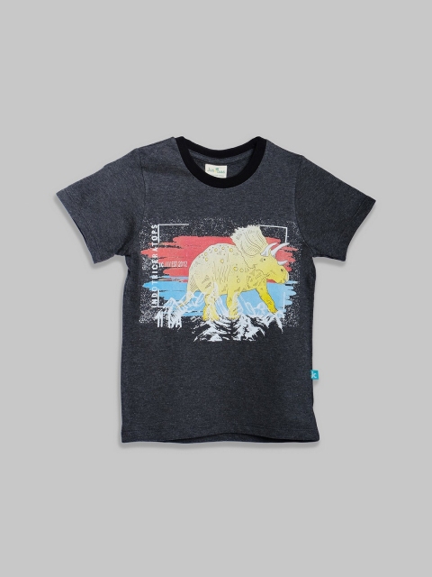 

JusCubs Boys Charcoal & anthracite Printed Applique T-shirt