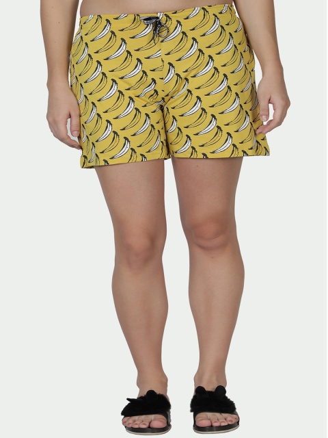 

CLUB A9 Women Mustard Printed Running Shorts