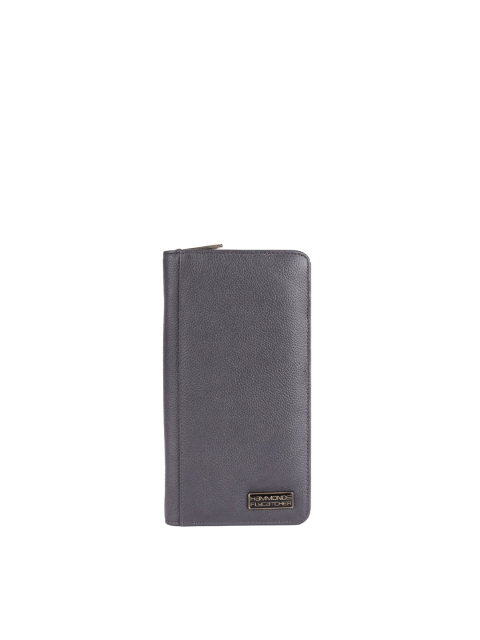 

HAMMONDS FLYCATCHER Unisex Grey Zip Detail Leather Passport Holder