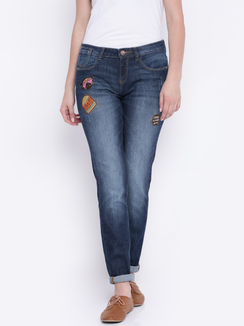

Jealous 21 Women Blue Slim Fit Low Distress Stretchable Jeans