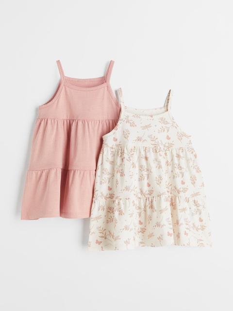 

H&M 2 Pack Cotton Jersey Dresses, Pink