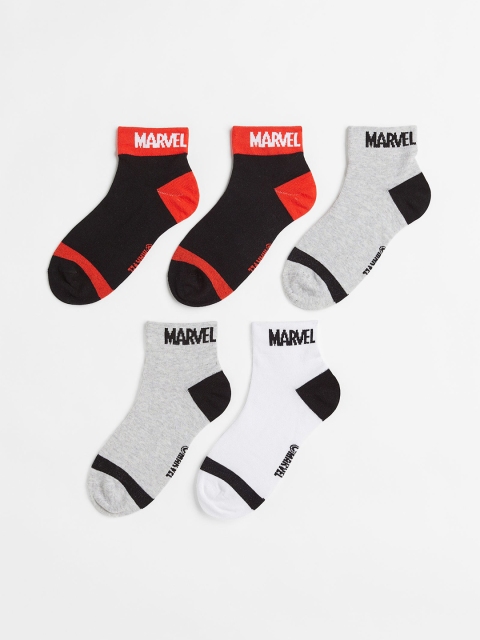 

H&M Boys 5-Pack Jacquard-Knit Socks, Black