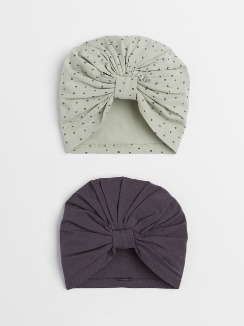 

H&M Girls Green & Charcoal Grey 2-Pack Cotton Turbans