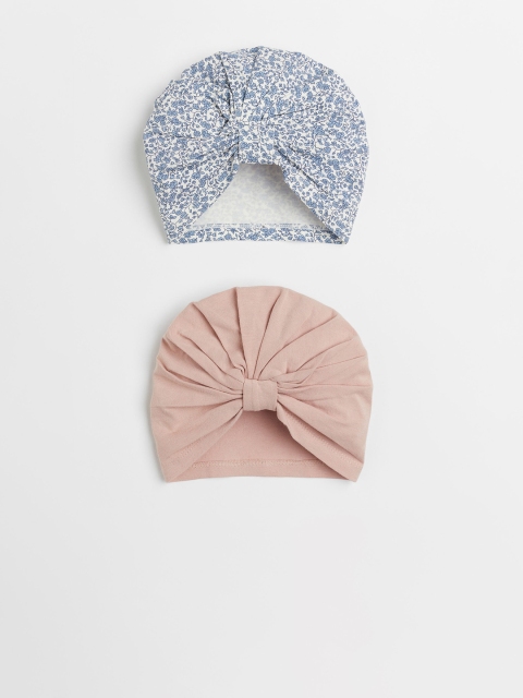 

H&M Girls Pack Of 2 White & Pink Printed Cotton Turban Hat