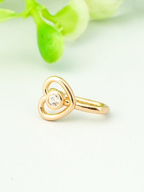 

Ferosh Gold-Toned & White Stones-Studded & Beaded Heart Nose Ring
