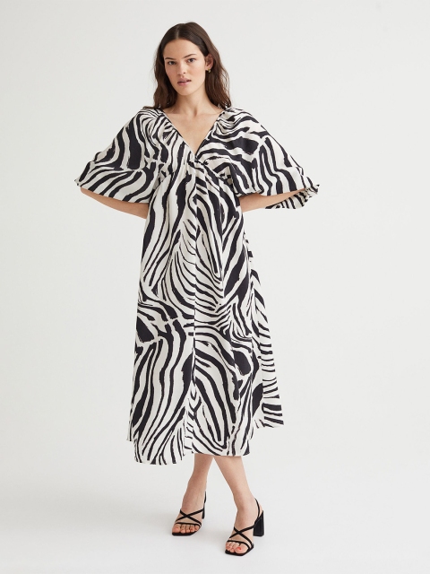 

H&M Black & White Open-Backed Dress