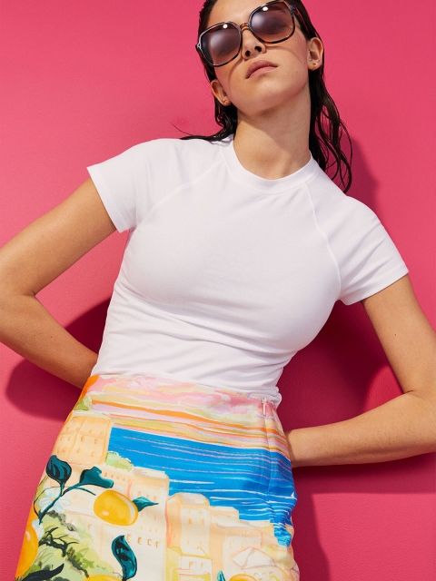 

H&M Women White Solid Cap Sleeved T-Shirt