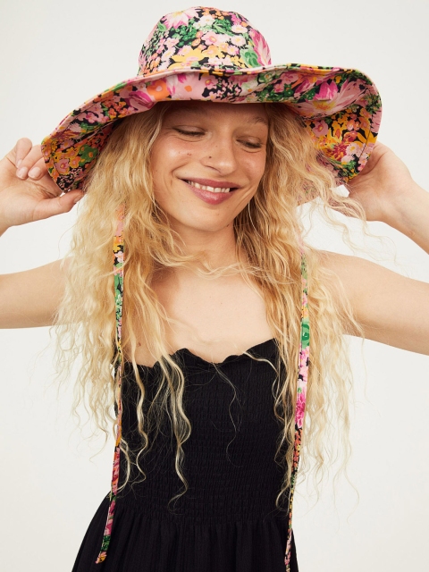 

H&M Women Black Cotton Twill Sun Hat