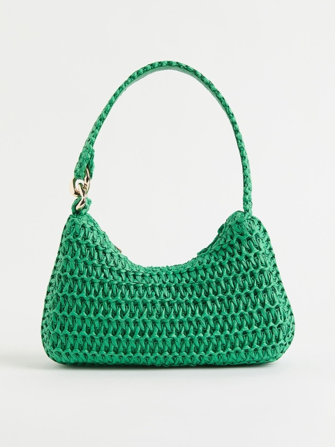 

H&M Women Green Structured Straw shoulder bag