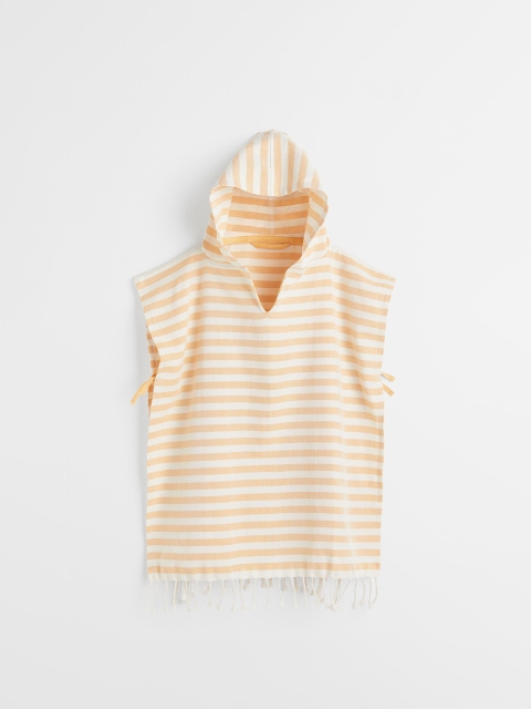 

H&M Girls Orange & White Striped Pure Cotton Beach Poncho