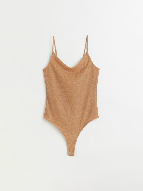 

H&M Women Gold-Coloured Ribbed Thong Body