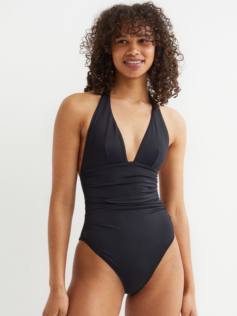 

H&M Women Black Halterneck Shaping Swimsuit
