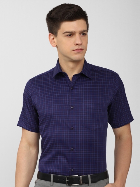 

Van Heusen Men Blue Grid Tattersall Checks Checked Formal Shirt